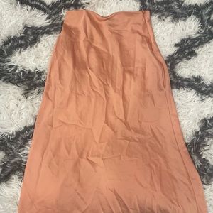 pink/tan long silk skirt